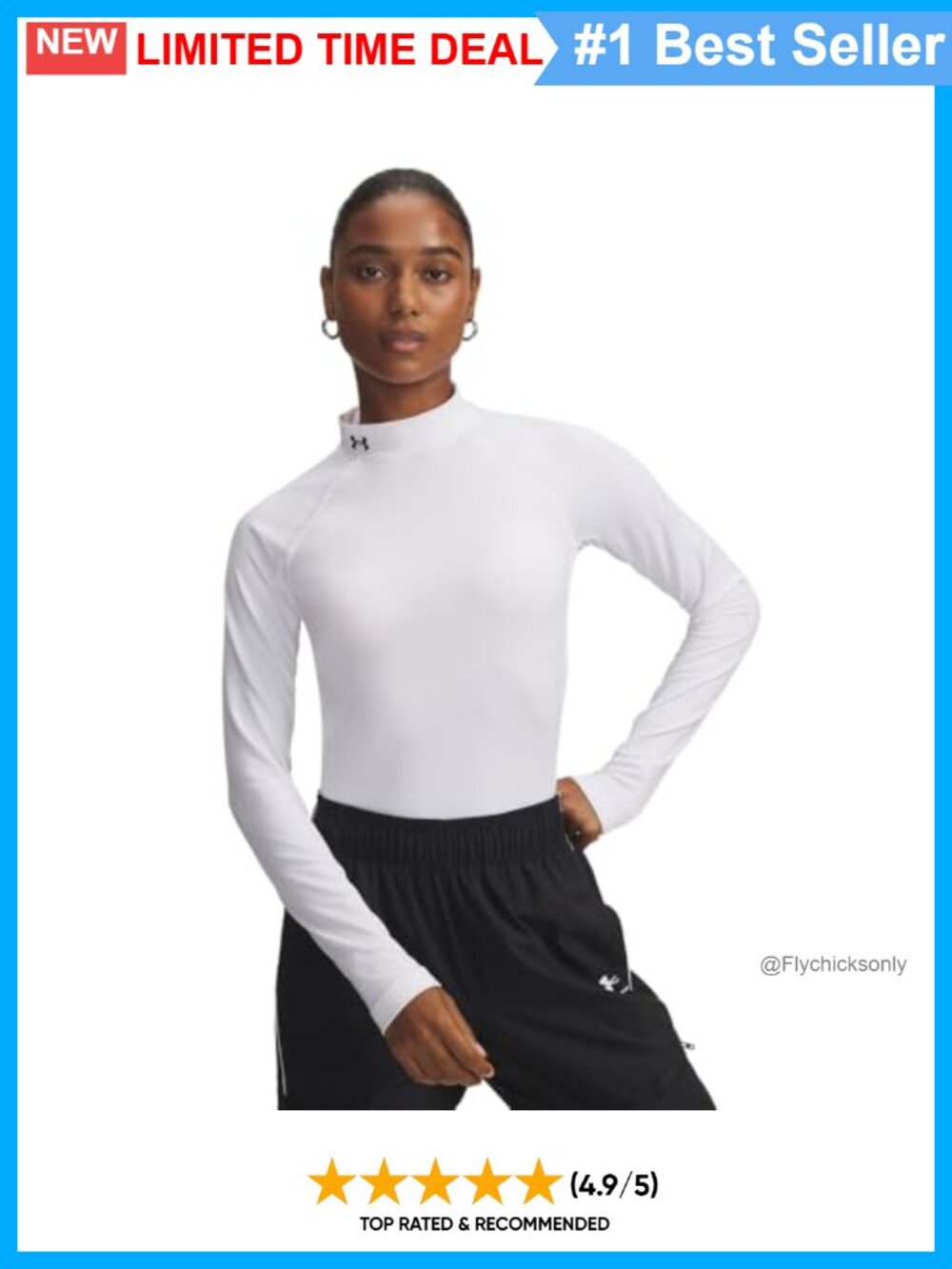 Mock Neck Long Sleeve Active T-Shirt Fitted Moisture Wicking